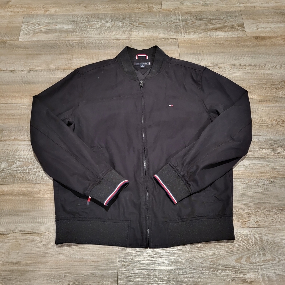 Tommy Hilfiger Zip Up Bomber Jacket Lightweight Chest Pocket Mens Size Large